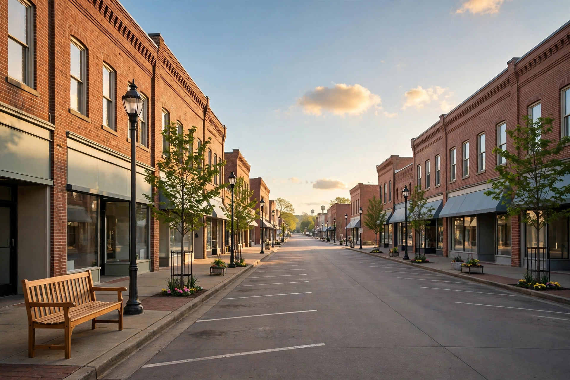 Main street storefronts in Washington, Missouri